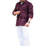 Wine Corduroy Hunting Shacket | Premium Men's Outerwear | Classic Shirt-Jacket Design | Comfortable Cotton Corduroy | Size 36-44